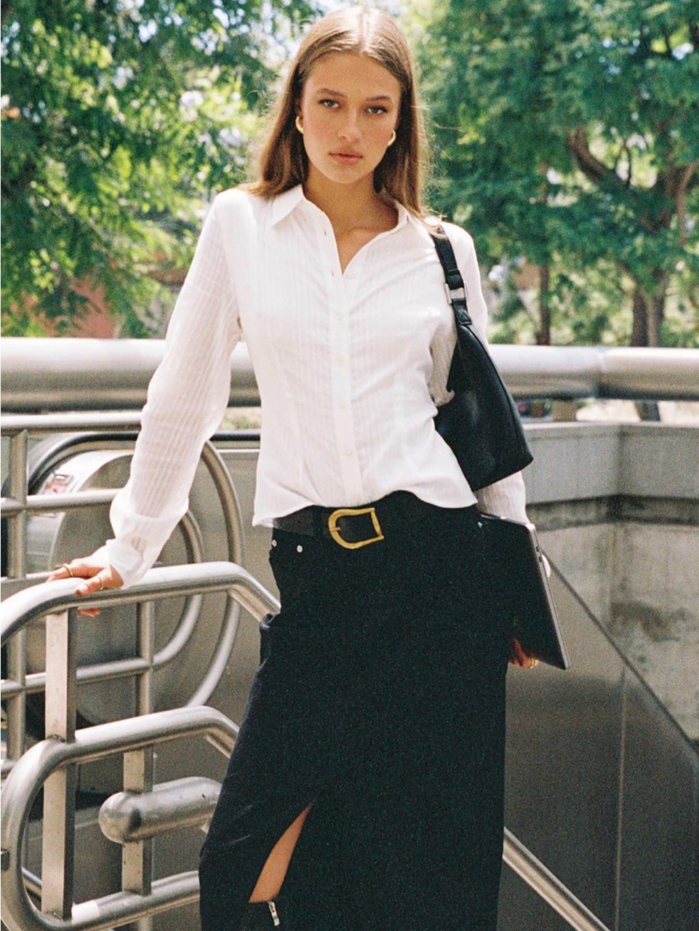 Princess Polly White Subtle-Stripe Button Down Shirt
